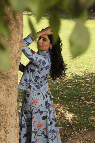PRINTED SKIRT & SHIRT CO ORD SET