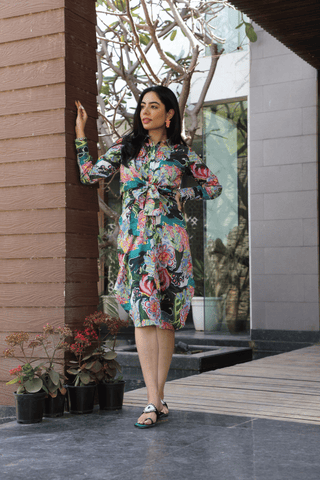 MEHEK Floral shirt 
dress