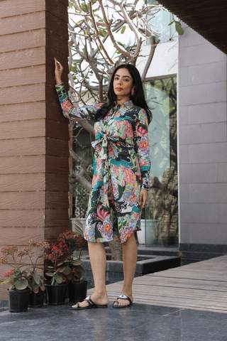 MEHEK Floral shirt 
dress