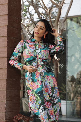 MEHEK Floral shirt 
dress