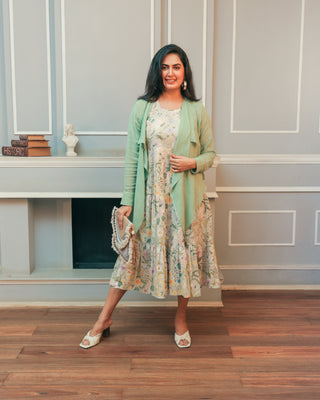 ladies coat dress set Buy RIANSHIKA Women Printed Coat Set Tunic with Trousers White at Amazon.in