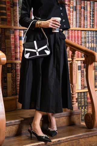 Black Linen Jacket & Skirt Set
