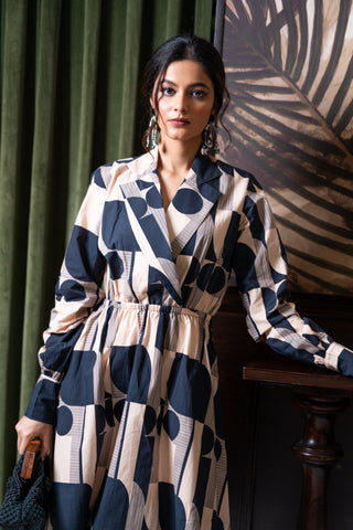 Monochrome Geo Shirt‑Dress