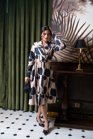 Monochrome Geo Shirt‑Dress