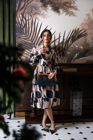 Monochrome Geo Shirt‑Dress
