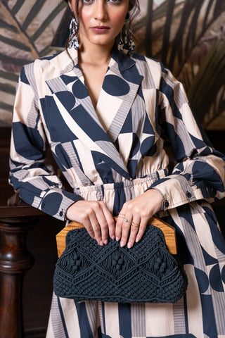 Monochrome Geo Shirt‑Dress