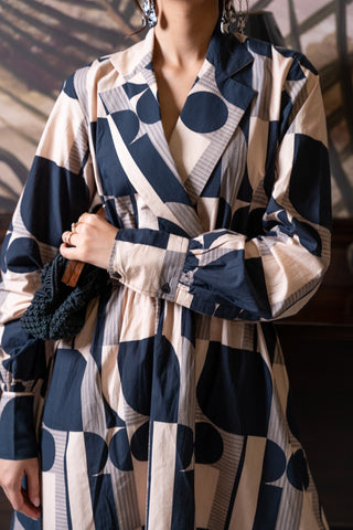 Monochrome Geo Shirt‑Dress