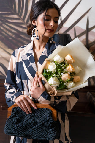 Monochrome Geo Shirt‑Dress