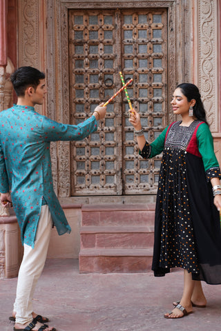 Black Cotton Bandhani Kurti