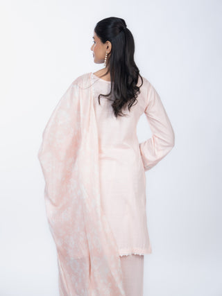 Peach Lawn Embroidered Kurta Set | With Dupatta | For Women
