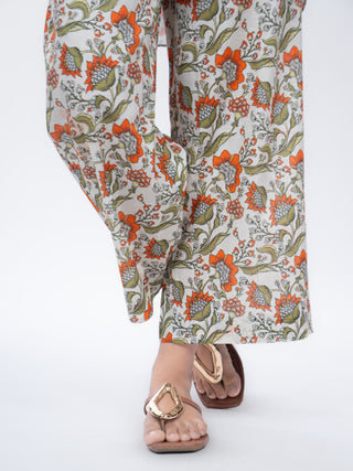 Green Floral Cotton Printed Co-ord Set | Patchwork Detail | For Women