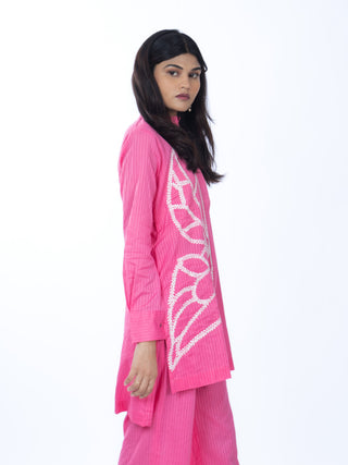 Hot Pink Lawn Textured Co-ord Set | Butterfly Embroidery | For Women