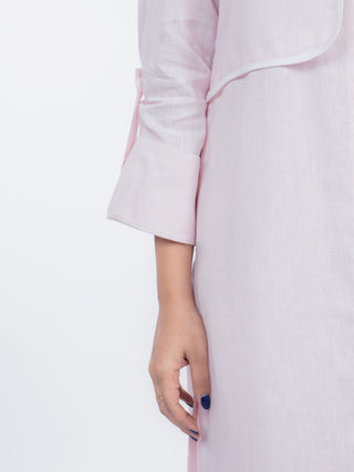 Light Pink Airy Cotton Solid Kurta Set | High-Low Hem | For Women