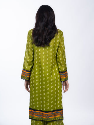 Olive Green Cotton Printed Co-ord Set | Mango Print | For Women