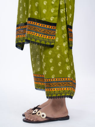 Olive Green Cotton Printed Co-ord Set | Mango Print | For Women