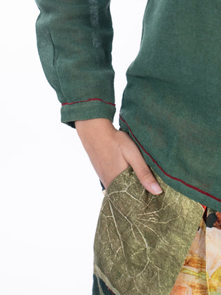 Forest Green Lawn Solid Floral Co-ord Set | Mixed Pattern | For Women