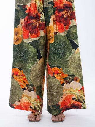 Forest Green Lawn Solid Floral Co-ord Set | Mixed Pattern | For Women