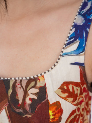 Multicolor Floral Cotton Midi Dress | Tiered Design | For Women