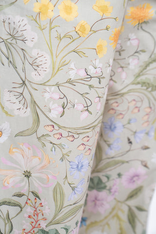 Pastel Green Floral Printed Cotton Straight Pants