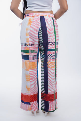 Multicolor Printed Cotton Straight Pants