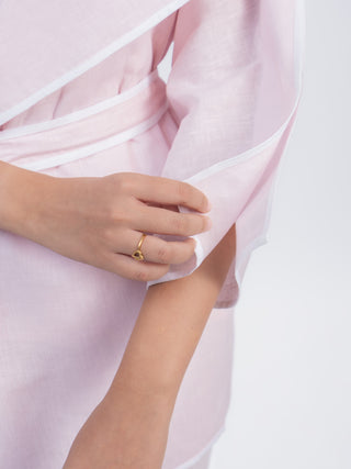Baby Pink Soft Cotton Structured Shirt Pant Set | Belted Waist | For Women