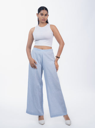 Blue Stripes Handloom Cotton Straight Pants