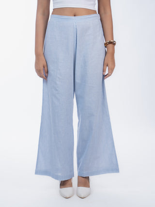 Blue Stripes Handloom Cotton Straight Pants