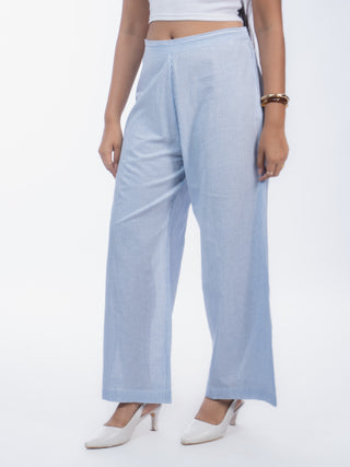Blue Stripes Handloom Cotton Straight Pants