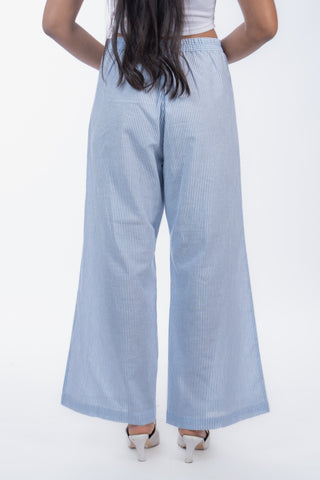 Blue Stripes Handloom Cotton Straight Pants
