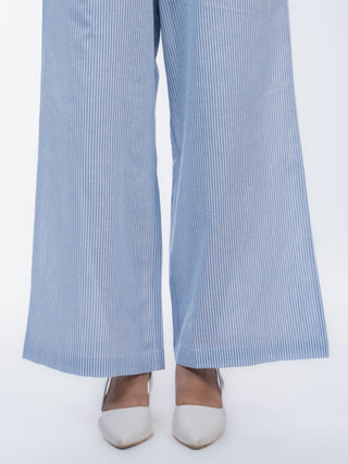 Blue Stripes Handloom Cotton Straight Pants