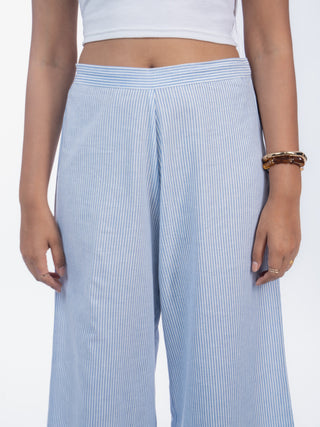 Blue Stripes Handloom Cotton Straight Pants