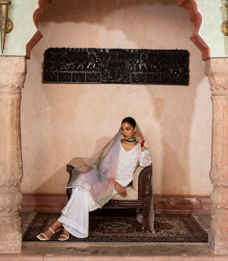 White chikankari suit