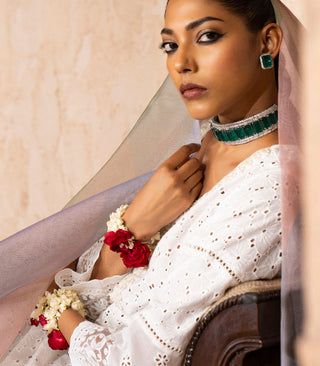 White chikankari suit