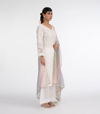 White chikankari suit