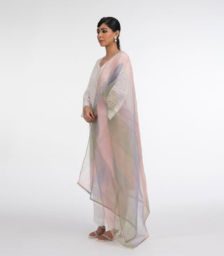 White chikankari suit