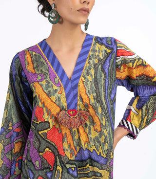 Magenta multicolor lawn kurta