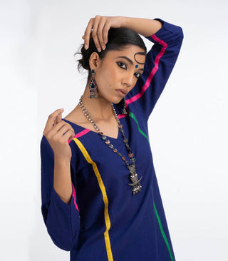 Royal Blue ikat cotton co-ord set