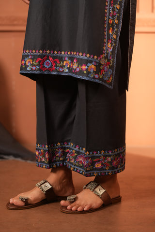 Black Plum Lawn Embroidered Kurta Set With Dupatta