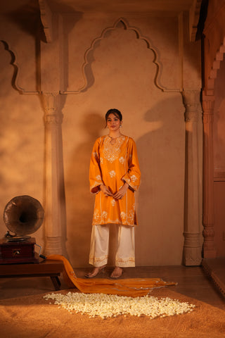 Yellow Lawn Embroidered Kurta Set With Dupatta