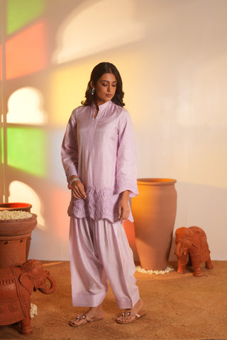 Lilac Dola Silk Fasri Salwar Set