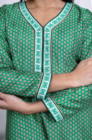 Green Dola Silk Printed Sharara Set With Dupatta