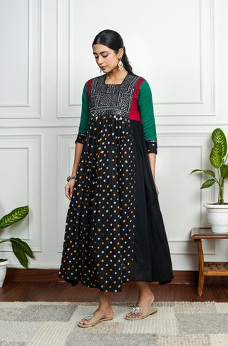 Black Cotton Bandhani Kurti