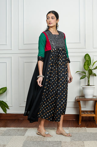 Black Cotton Bandhani Kurti