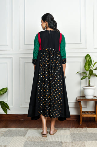 Black Cotton Bandhani Kurti