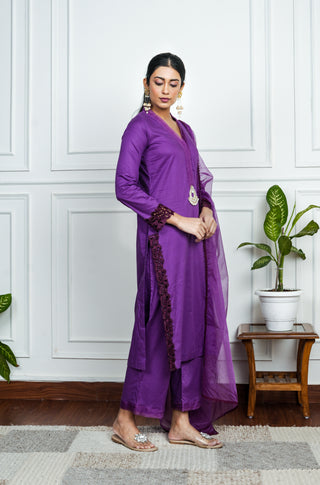 Purple Lawn Coord Set with Dupatta