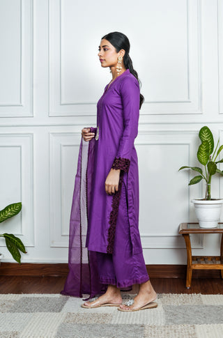 Purple Lawn Coord Set with Dupatta