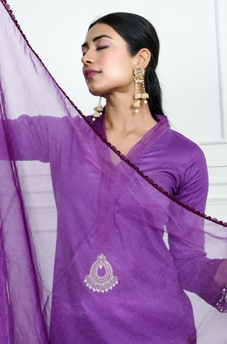 Purple Lawn Coord Set with Dupatta