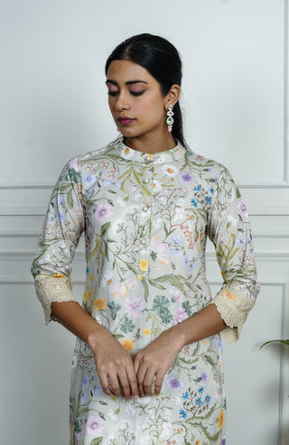 Printed pista Green Cotton Co-Ord Set