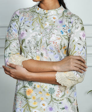 Printed pista Green Cotton Co-Ord Set