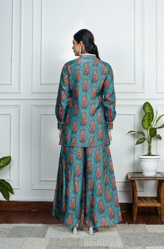 Blue Dola Silk Printed Co-Ord Set